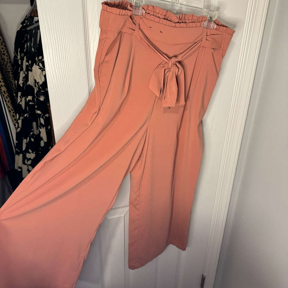 Pink pants, capri silk like material